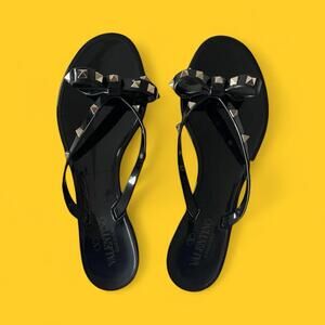 Valentino Garavani Rockstud PVC Flat Thong Sandals Size 36/6 US